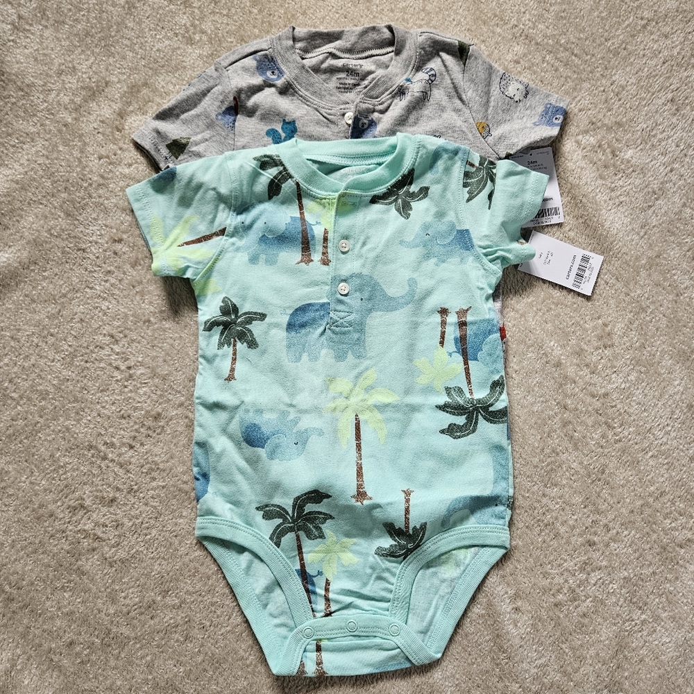 ❌SOLD❌ Carter's Animal Bodysuits 24 Months 2 Pieces - NWT